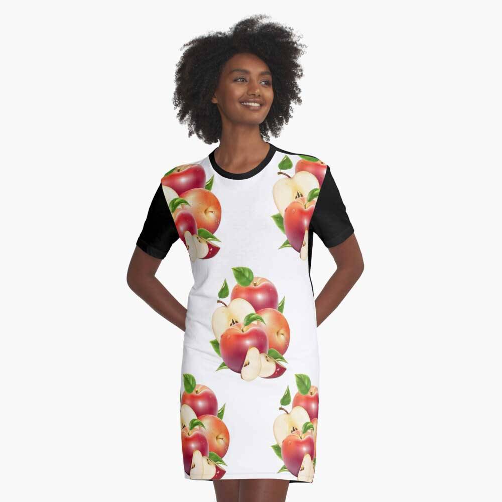 Apple Graphic T-Shirt Dress